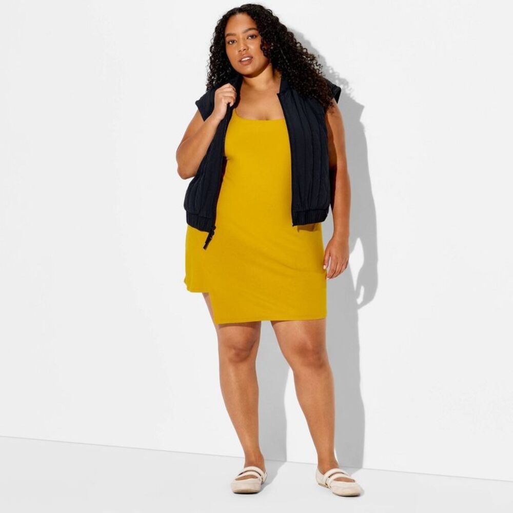 Women's Washed Jersey Dress - JoyLab Dark Gold 1X